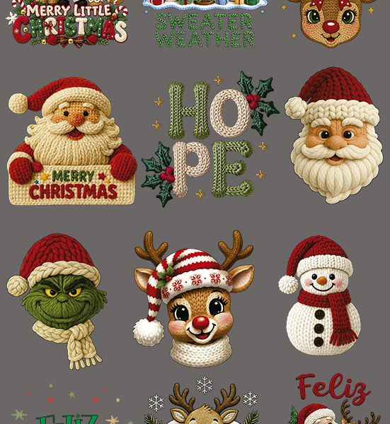 DTF Navidad 2 Efecto Crochet